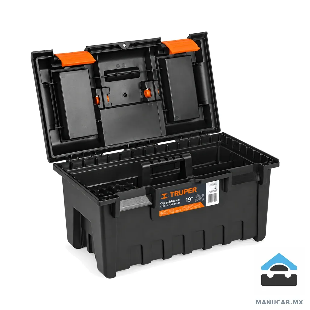 Caja Plástica 19 con Compartimentos, Naranja, Caja