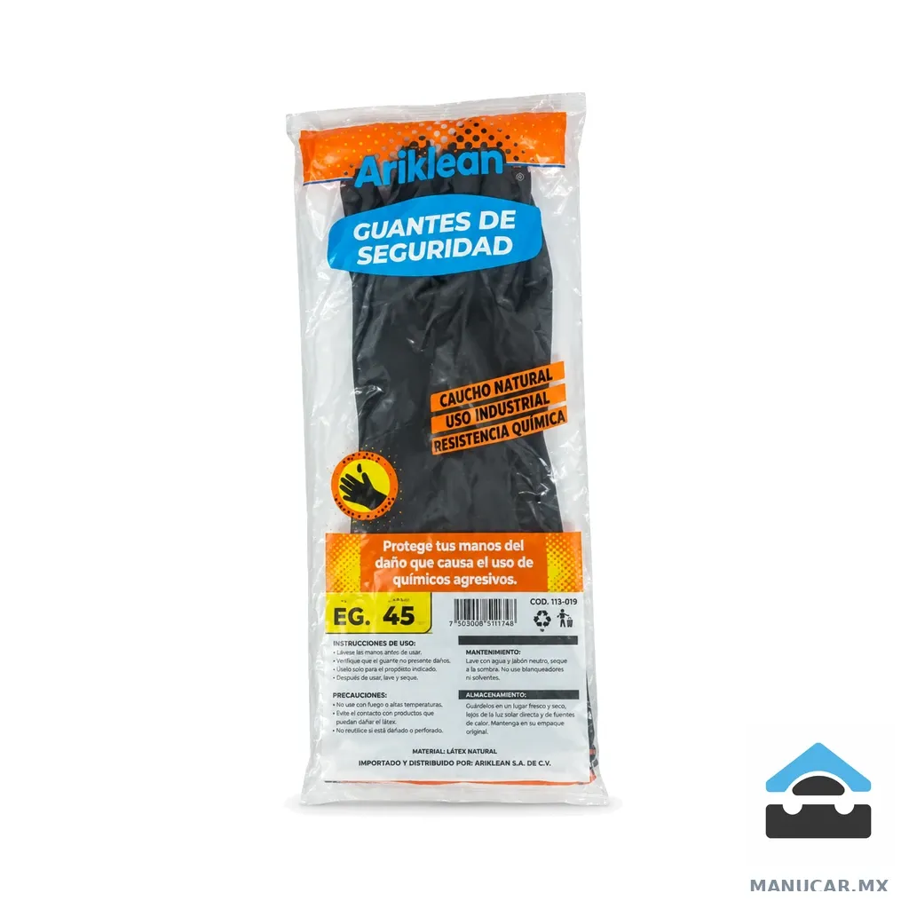 Guante Latex Ariklean Negro Largo, Pieza