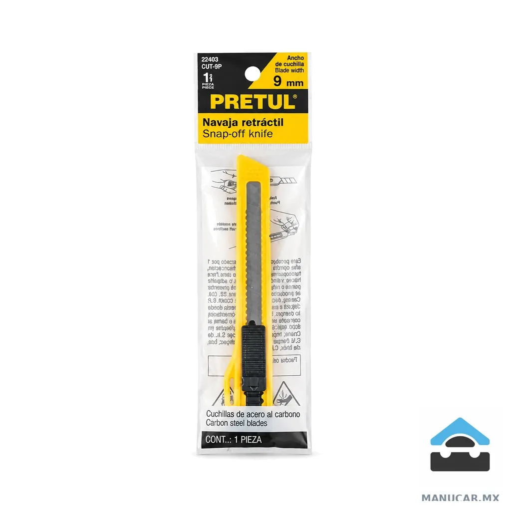 Cutter 9MM Plástico Pretul, Pieza