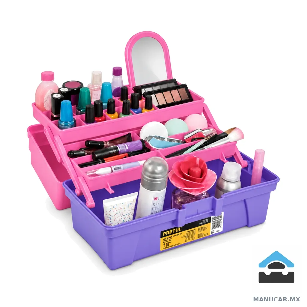 Caja Cosmetiquera 14 , Rosa/morado, Pretul, Caja