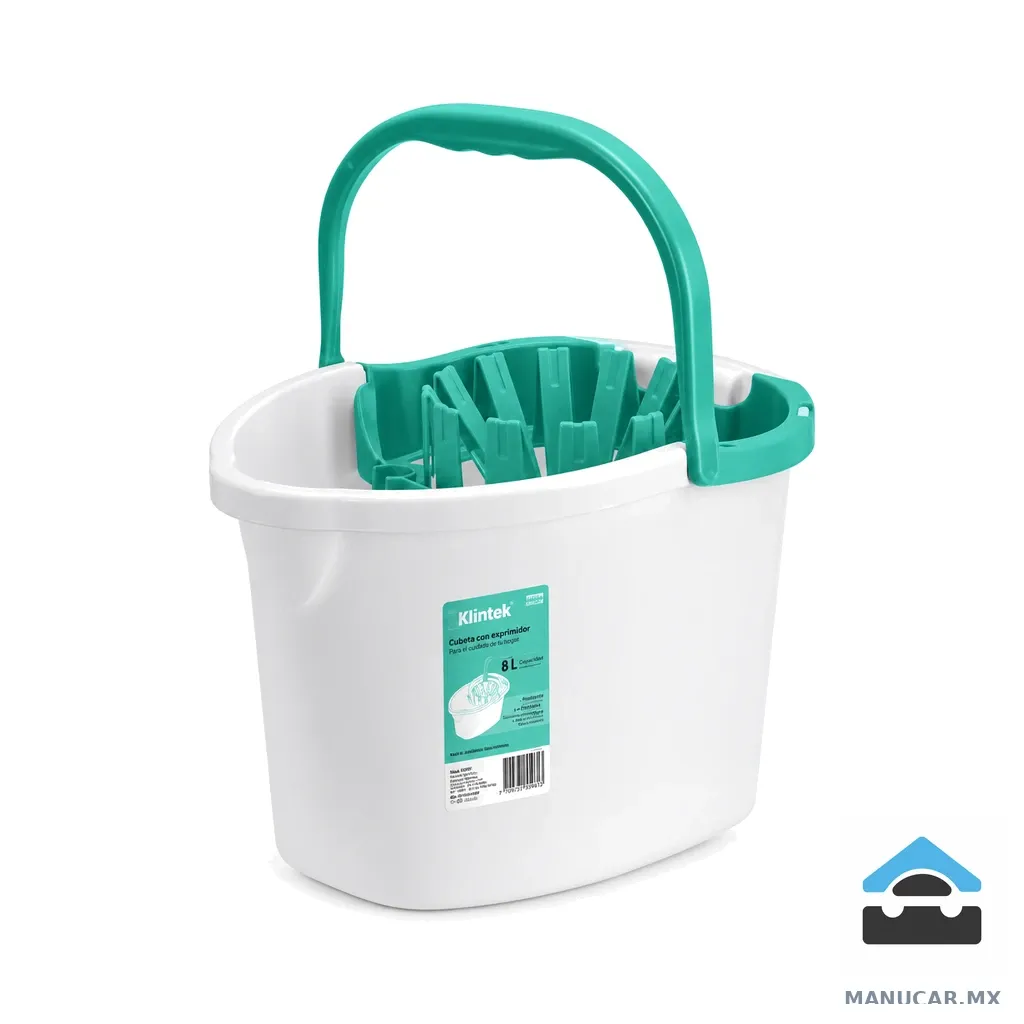 Cubeta Blanca Klintek con Exprimidor, 8 L