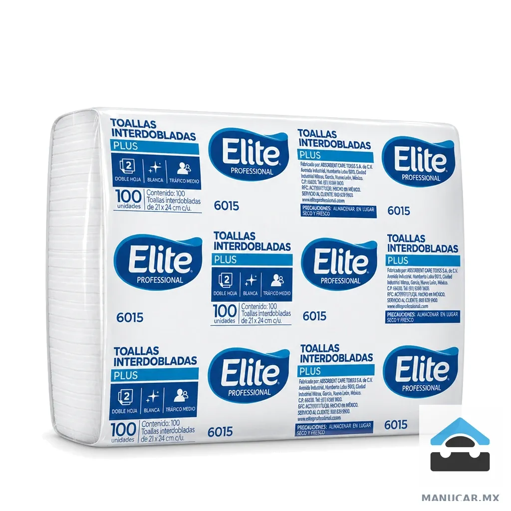 Toalla Interdoblada Elite Blanca con 100, Paquete con 100
