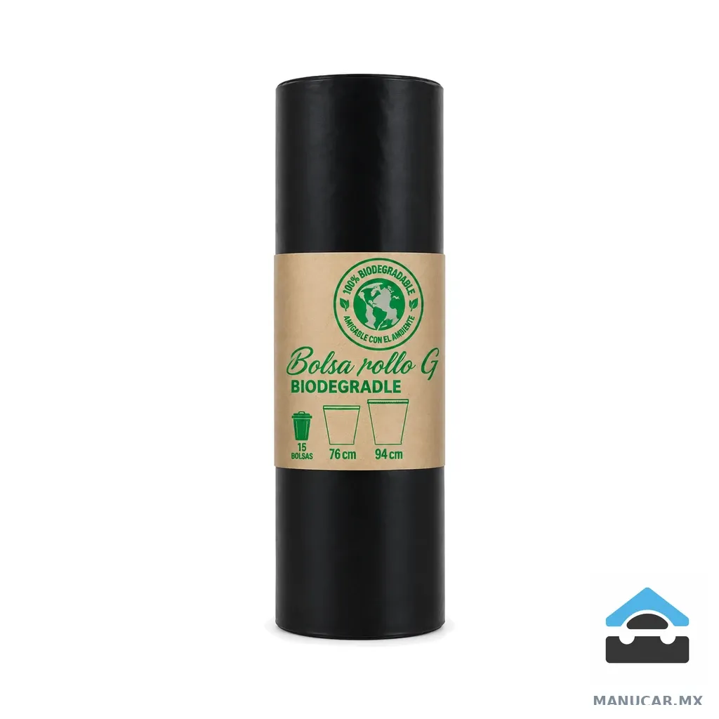 Bolsa Rollo Biodegradle G Negra con 15 76x94, Paquete con 15