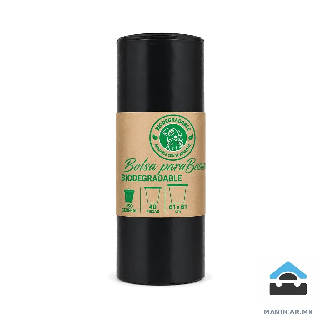 Bolsa Rollo Biodegradle M Negra con 40 61x61, Paquete con 40