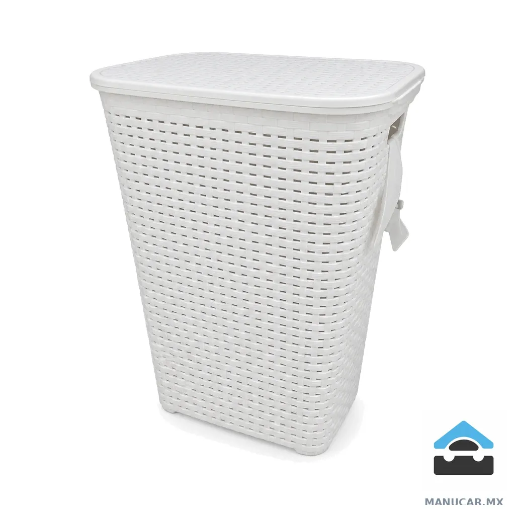Cesto Rattan con Tapa Blanco, Pieza