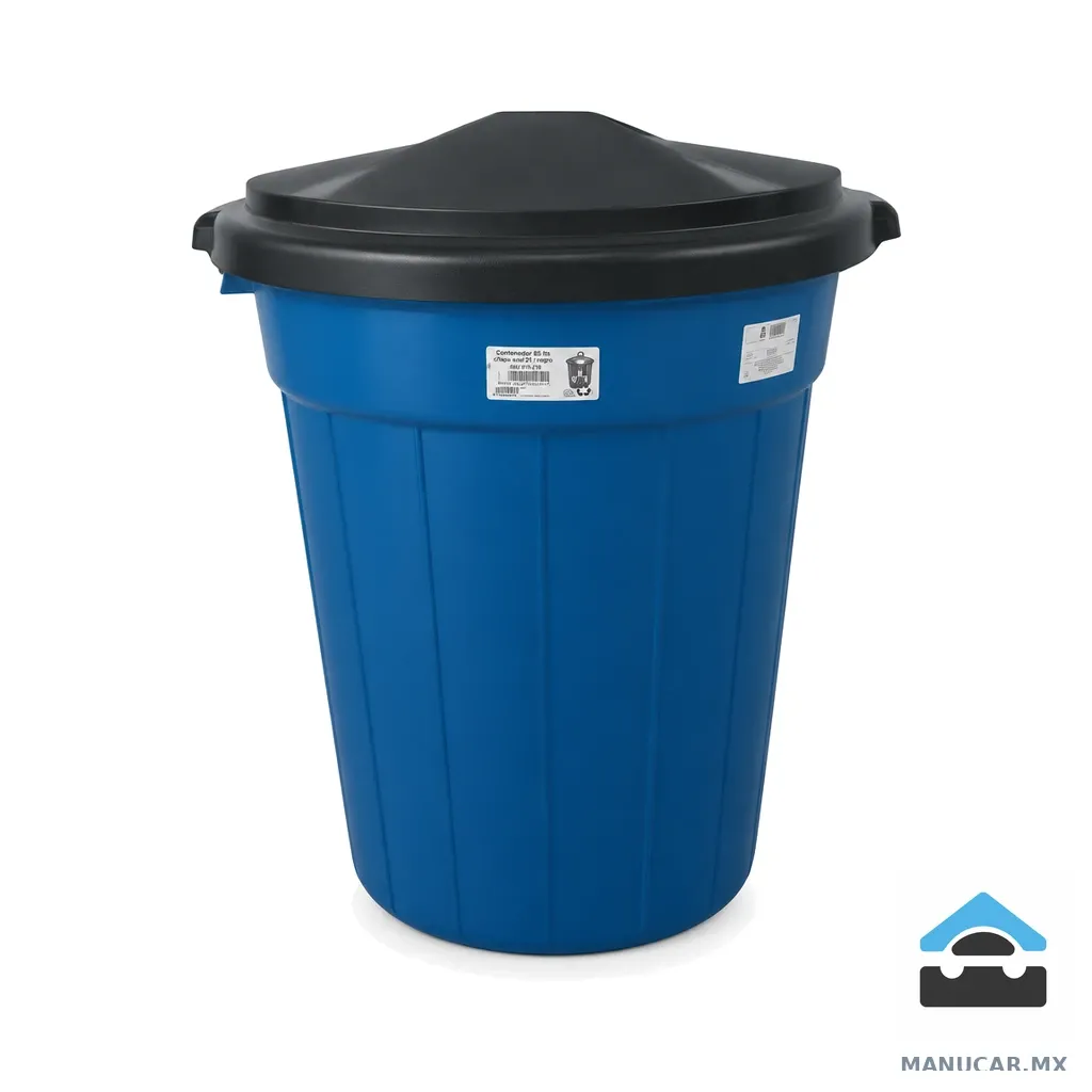 Contenedor con Tapa Azul 21 / Negro, 85 L