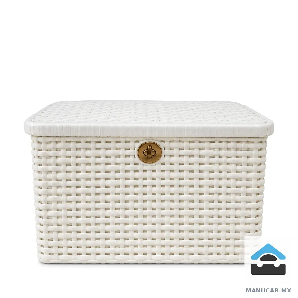 Canasta Rattan con Tapa Chica Blanca, Pieza