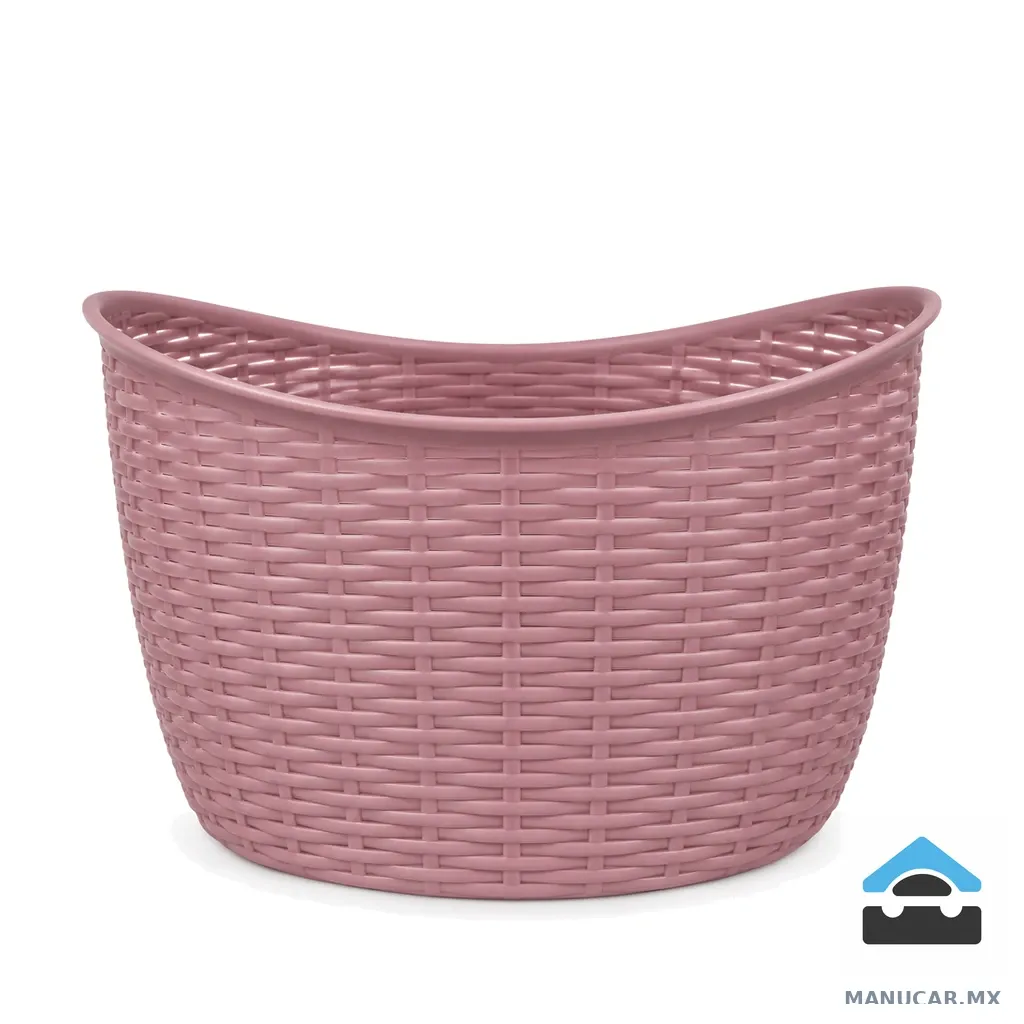 Canasta Rattan con Tapa Mediana Rosa, Pieza