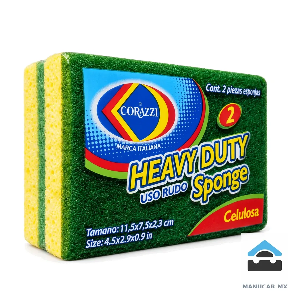 Fibra Heavy Duty Sponge con 2, Paquete con 2