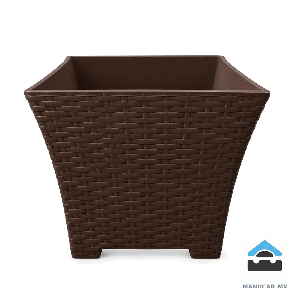Maceta Rattan Cuadrada Mediana Chocolate, Pieza