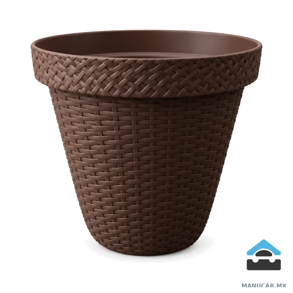 Maceta Rattan Redonda 25 Chocolate, Pieza