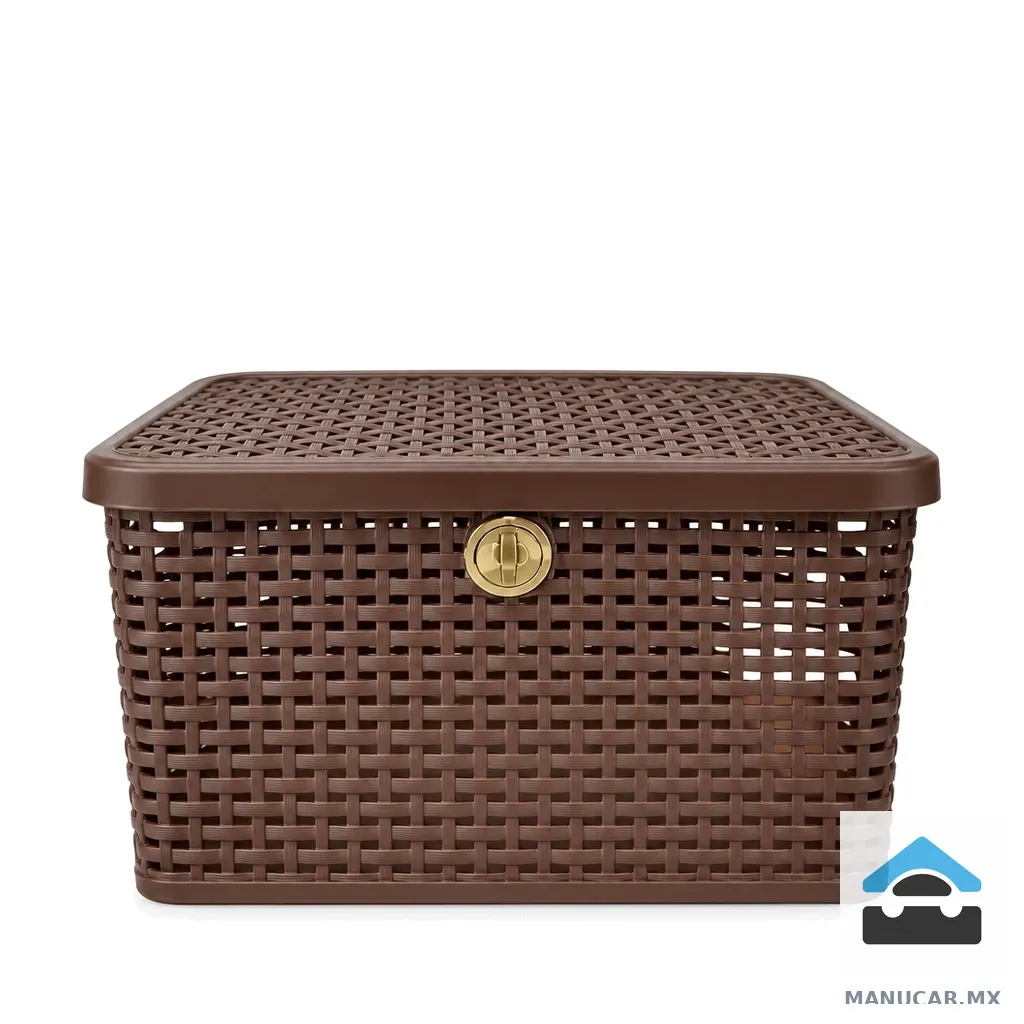 Canasta Rattan con Tapa Chica Chocolate, Pieza