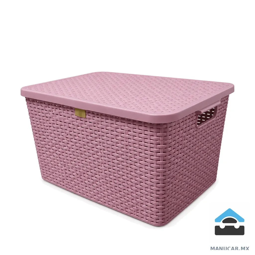 Canasta Rattan con Tapa Chica Rosa, Pieza