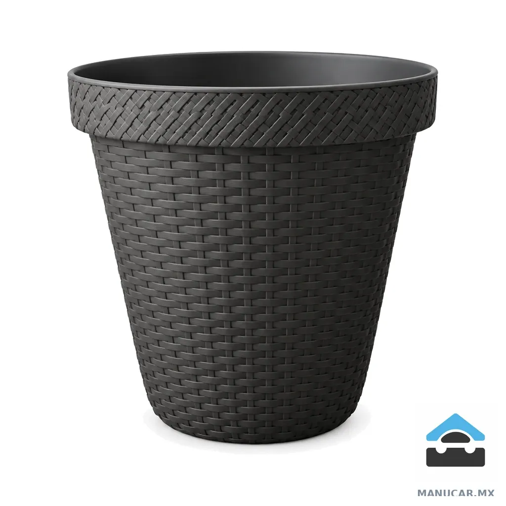 Maceta Rattan Redonda 42.5 Gris, Pieza