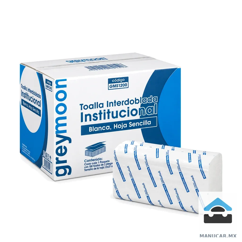 Toalla Interdoblada Grey Moon Blanca con 100, Paquete con 100