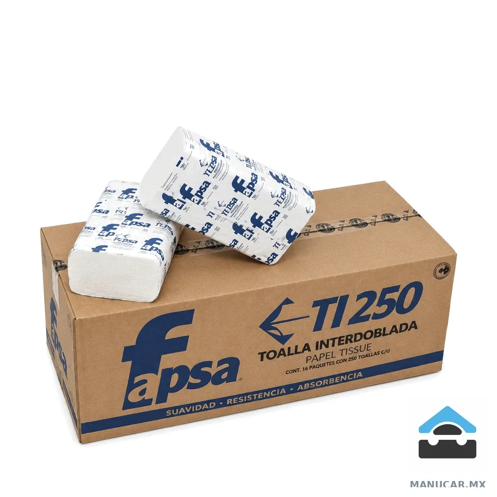 Caja 16 Paquetes con 250 Toalla Interdoblada Fapsa Blanca, Caja