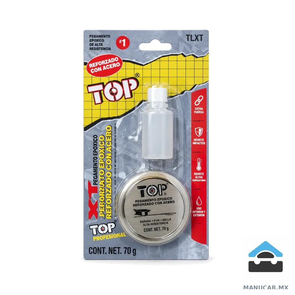 Pegamento Epoxico Top Reforzado con Acero Lata, 70 g